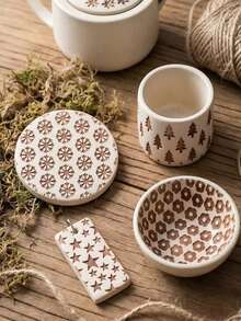 Natural Clay Roller And Pattern Stamp Set, Pottery Clay Tools, Roller And Texture Stamp Rod, Handmade Ceramic Art Embossing Rod - Multicolor - View 3