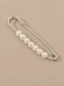 1pc Alloy Pearl Brooch, Suitable For Matching With Dresses - Silver - View 1