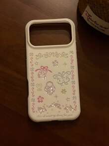 Ultra Fairy Gilded Floral Butterfly Phone Case Compatible With Apple 18 Pro Max, 18 Pro, New 17 Pro, 17 PM, 16 Pro, 16 PM, Shockproof Protective Cover, Niche Design, Super Beautiful - White - View 3