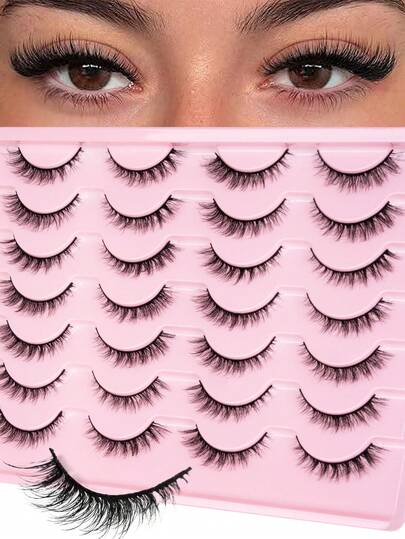 14 Pairs Natural Eye Faux Mink Eyelashes | Soft Band3D Lightweight Short | Create A Natural Soft Fluffy Effect, Suitable For Everyday Commute, Dates, Brunch,Wedding Guests, Travel And Holiday Makeup. False Eyelashes