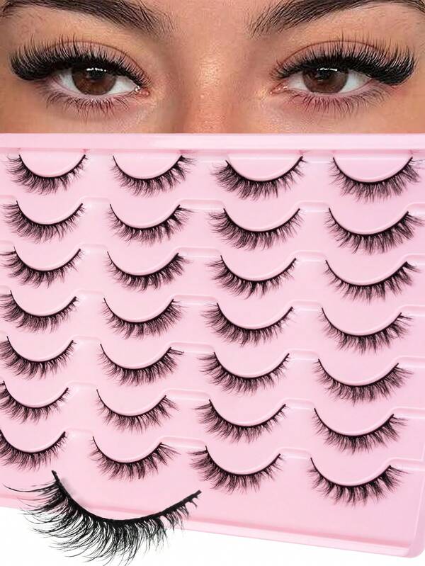 14 Pairs Natural Eye Faux Mink Eyelashes | Soft Band3D Lightweight Short | Create A Natural Soft Fluffy Effect, Suitable For Everyday Commute, Dates, Brunch,Wedding Guests, Travel And Holiday Makeup. False Eyelashes
