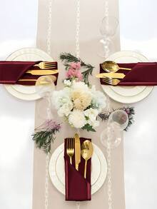 6/12/24pcs Square Satin Napkins, Glossy Silk Napkins, 17 X 17 Inches, Soft Smooth Fabric, Suitable For Wedding Reception Party Decoration (Burgundy) - Burgundy - View 6