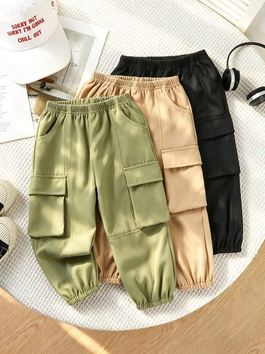Bhchntiy Baby Boy Spring/Autumn New Solid Color Casual Fashion Cargo Pants - Multicolor - View 1