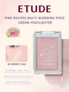ETUDE Pink Recipes Multi-Function Cream Highlighter 01 Do It Chu, Highlighter Tekstur Krim, Kilau Alami, Kilau yang Dapat Dilapisi, Mencerahkan Kulit, Melembapkan, Ringan, Mudah Dibaurkan, Cocok untuk Pemula, Kecantikan Korea, Olive Young, Hadiah - 02 Berry Chu - View 2