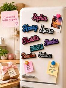 Ayotu Customized Personalized Text Fridge Magnets, Perler Beads Style Magnetic Fridge Magnets, Customizable Name Or Number, Hama Beads Storage Stickers Decoration, Ideal Choice For Decorating Fridge And Kitchen, Personalized Home Decor, Customized Memorial Kitchen Decoration, Fashionable DIY Crafts, Suitable As Customized Birthday/Housewarming Gifts For Mom, Best Friend, Bridesmaid, And Female Friends - Multicolor - View 2