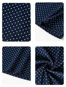 Summer Minimalist Versatile Polka Dot Y2K Babe Style Strapless Slim Top Casual - Navy Blue - View 5