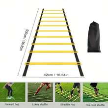 Equipo de entrenamiento de coordinación de escalera de agilidad para fútbol, baloncesto, fitness, incluido escalera suave, escalera de rejilla y escalera de cuerda para entrenamiento de box y cardio - Amarillo - Ver 10