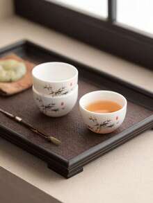 6 piezas/4 piezas/2 piezas/1 pieza Tazas de té de cerámica blanca, tazas de té vintage para el hogar y los invitados, tazas de té Kung Fu, tazas de té negro, tazas de agua, tazas de espresso, tazas de regalo, adecuadas para uso diario, reuniones, fiestas - Bambú blanco - Ver 8
