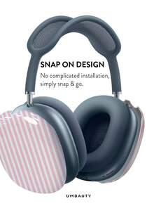 GIIPPA Glossy Hard Ear Cup Protective Cover, Striped Pattern, Unisex Anti-Scratch Shell Compatible With AirPods Max 1/2 Oval Over-Ear Headphones For Daily Commute, Campus, Cafe, Travel, Picnic And Other Scenes, Matching Accessories - Pink - View 3