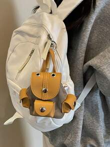 Dompet Koin Tas Mini Tas Liontin Ransel Mini Tas Liontin INS Blok Warna PU Patchwork Gantungan Kunci Tas Kecil Dapat Digantung di Sabuk Tempat Penyimpanan Earphone Lipstik Tas Kecil Ransel Liontin Ransel Tas Liontin - MultiWarna - View 4