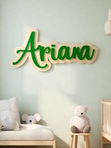 1pc Personalized Double Layer Cursive Wooden Name Sign, Two Tone Outline Raised Letter Wall Plaque, Custom Cursive Name Wall Hanging, Multiple Sizes, Pastel Color Choices, Nursery Bedroom Wall Decor, Gift Baby Shower, Birthday Party, Housewarming - Multicolor - View 7