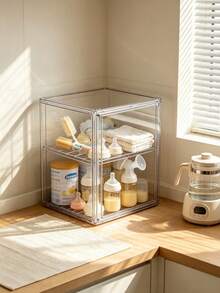 Transparent Multi-Layer Storage Box, Suitable For Storing Various Baby Bottles, Formula Powder And Other Feeding Supplies, Daily Indoor Storage - Clear - View 2