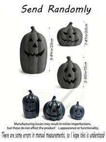 Halloween Decor - Black Handcrafted Clay Pumpkin Lantern | Autumn Decoration, Table Centerpiece, Indoor/Outdoor Decor, Suitable For Porch, Yard, Front Door, Mantel - Multicolor - View 3