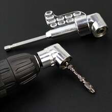 90°/105° Right Angle Adapter, Hex Shank Strong Magnetic Bit, Bendable Offset Screwdriver Adapter For Narrow Spaces, Right Angle Screwdriver Tool For Power Drill - Silver - View 7