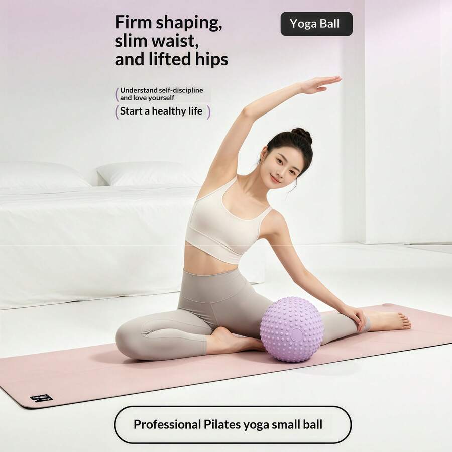 1 buah Bola Yoga Oval Bertekstur untuk Meredakan Tekanan Perut, Bola Latihan Anti Pecah untuk Memperbaiki Diastasis Recti, Bola Kebugaran dengan Titik Pijat Anti Selip untuk Latihan Inti Pemula dan Olahraga di Rumah - Bola yoga - View 1