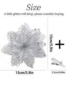 1/10/20/30件裝亮金色聖誕花飾夾 DIY節日與季節裝飾，適用於婚禮、聖誕樹和派對，易於安裝且耐用 - 銀色 - 查看 5