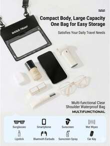 1pc Large-Capacity Waterproof Phone Pouch – Beach Crossbody Storage Bag, PVC Beach Bag, Touch-Screen Underwater Photography Sealed Pouch, Waterproof Case For Rafting & Swimming, Travel Essential, Back-To-School Supply. - Multicolor - View 3