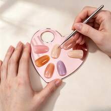 1pc Heart-Shaped 2-In-1 Fake Nail Display Board & Nail Color Palette, Acrylic Handheld Nail Sample Display Tray, Multi-Function Nail Color Palette, Nail Rhinestone & Glitter Storage Box - Multicolor - View 4