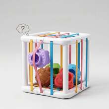Sensory Shape Sorting Activity Cube Fine Motor Skill Training Montessori Education Elastic Band Perforated Blocks Set Learning Gift, Children's Sensory Shape Sorting Blocks Toy, Children's Sensory Shape Sorting Blocks Toy, Activity Cube Box - Multicolor - View 4