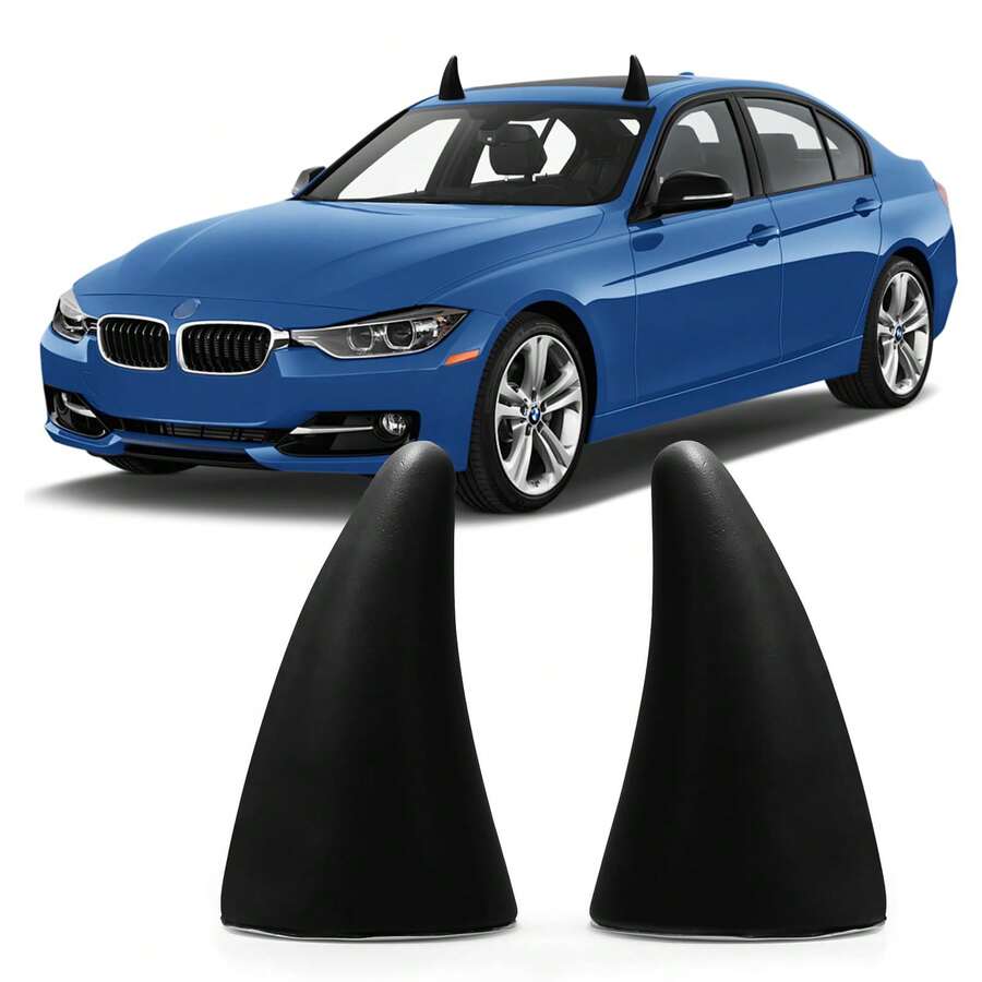2 buah Stiker Tanduk Setan 3D untuk Mobil (Memudahkan Menemukan Mobil Anda dengan Cepat di Tempat Parkir) Dekorasi Atap Mobil Halloween, Tanduk Busa Elastis - A - View 1