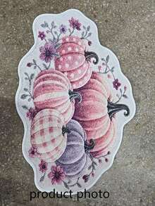 1 pieza 5 piezas Alfombra con forma de calabaza floral rosa y púrpura, estilo Halloween, Halloween, felpudo exterior, alfombra de cocina, decoración del hogar, alfombra de área, alfombra de jardín, alfombra lavable - Morado - Ver 4
