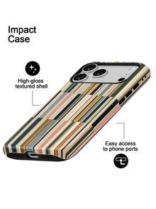 Funda geométrica moderna con rayas desplazadas para iPhone 18 Pro Max, 17, 17 Pro Max, 16 Pro, 15 Pro Max, 13 Pro, 15, 14, 14 Pro, 13, 12, 11 - Rayas finas asimétricas - Ver 4