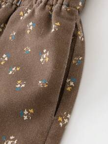 mini bala Cute New Autumn Young Girl Wide Leg Pants Soft Floral Print With Sweet Lace Trim Bottoms - Brown Tone - View 7