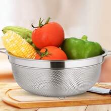 Stainless Steel Double-Ear U-Shaped Multipurpose Basket; Rustproof And Easy To Clean; Kitchen Storage; Fruit And Vegetable Draining; Tableware Placement; Bathroom Storage; Clutter Organization; Dining Table Storage; Universal For Multiple Scenes. - 21cm - View 4