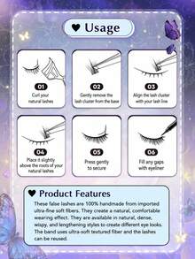 WANPIN WAN PIN Dark Elf 10 Rows 80 Clusters False Eyelashes, Natural Lightweight Cluster Lashes, Easy To Wear, Suitable For Beginners, Comfortable Segmented Eyelashes - C - View 4