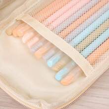 Large Capacity Zipper Pencil Case, Portable Multi-Compartment Pencil Bag, Waterproof Stationery Storage Bag - 1pc Pink - View 6