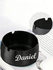 Personalized Stainless Steel Ashtray, Custom Text Ashtray, Customized Name Ashtray, Minimalist Desktop Ashtray, Personalized Gift For Him Her Dad Boyfriend, Home Office Bar Decor, Birthday Graduation Wedding Gift - Black - View 6