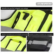High-Visibility Reflective Vest With Zipper And Pockets, Unisex, Suitable For Construction Sites, Drivers, And Warehouse Work; Available In 3 Colors. - Green - View 11