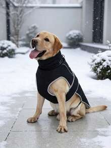 Metglad Dog Winter Coat, Quilted Fleece‑Lined Pet Jacket, Adjustable High‑Collar Dog Jacket With Leash Attachment D‑Ring, Belly‑Coverage Snow Suit For Small, Medium & Large Dogs - Black - View 3