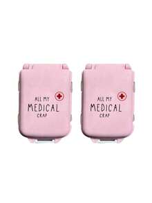 8-Slot Portable Multi-Layer Pill Case With "ALL MY MEDICAL CRAP" Text, Moisture-Proof Travel Medicine Storage Box, Reusable Medication Organizer Suitable For Men & Women, Daily Pill Planner Carry Case, Travel Medical Kit, Household & Dorm Essential Accessory For Vitamins & Supplements - Multicolor - View 22