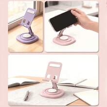1pc 360° Rotating Phone & Tablet Stand, 4 Colors Available, Stable & Anti-Slip Design, Adjustable Angle, Portable Foldable Design, Metal Material, Simple & Practical, Suitable For Desktop, Office, Outdoor Camping, Movie Watching - Multicolor - View 4
