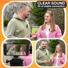 2pcs Wireless Lavalier Microphone System With Type-C Interface, Plug And Play, Intelligent Noise Reduction For IPhone 18, 17, 16, 15, Android, Suitable For Vlog, Meeting, Learning And More - Black - View 8