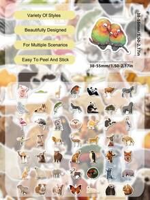 50Pcs Atmospheric Nature Wild Animal Pp Stickers, Kids Cognition‑Themed Patterns Of Abundant Land And Bird Animals, Suitable For Journal, Tumbler, Helmet, Desk, Guitar - Multicolor - View 8