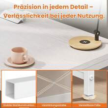Schreibtisch mit 4-Tier Seitlichem Regal, 120 cm Breiter Computertisch mit Ablage, Stabil Bürotisch mit Metallgestell, Einfache Montage für Home Office - Weiß/120 x 56 x 120 cm - Übersicht 5