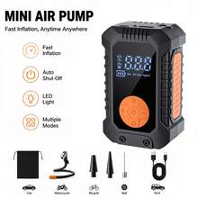 無線充氣幫浦 150PSI 便攜式充氣機，附數位顯示、自動關機與 LED 燈，可充電式電動充氣幫浦，適用於汽車、摩托車、自行車與運動球類，7.4V 2000mAh - 彩色 - 查看 16