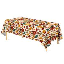 Tablecloth, Autumn Thanksgiving Plastic Rectangular Tablecloth, (3PCS/1PC) Disposable Plastic Tablecloth With Autumn Maple Leaf Design, Harvest Pumpkin Tablecloth, Perfect For Autumn Party Supplies, 108*54 Inches - Multicolor - View 9