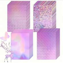 24 Sheets Metal Laser Handmade Cardstock Set, A4 Multicolor Shiny Glitter Thick Paper, Starlight Shimmer Texture, Gift Box Packaging / Party Decoration / Scrapbook DIY / Greeting Card Making Specialized Craft Paper - 24-pack Assorted Holographic Cardstock - View 7