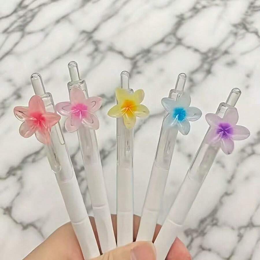 5/10pcs Neutral Pens, 0.5mm (Random Style) Black Ink Ballpoint Pens, Comfortable Grip, Smooth Writing, Perfect For Note-Taking And Writing, Ideal Office And School Supplies, Halloween/Christmas Birthday Gift - Rectangle - View 1