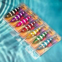 ANFS 7pcs Squid Fishing Lure Squid Jig, Artificial Fishing Bait For Octopus Cuttlefish, Shrimp Squid Hook, Saltwater Hard Bait - Multicolor - View 13