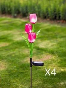 1pc/4pcs New Solar Powered LED Tulip Ground Lights, Tulip-Christmas-Tulip Solar Garden Lights, Waterproof Outdoor Yard Decoration, Pink Solar Lights, Perfect For Weddings, Festivals, Confessions, Proposals, Anniversaries, Gardens, Flower Beds, Music Festivals, Valentine's Day, Mother's Day, Christmas, Halloween, Perfect Gift For Mom, Women And Grandma - Tulip - View 13