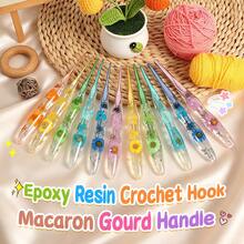 1 cái kim móc len cán cầm công thái học mới, màu mới, đúc hoa khô trong nhựa epoxy trong suốt, dụng cụ thiết yếu cho may vá và đan móc, làm khăn len, chăn và các dự án thủ công DIY - kim móc - Xem 5