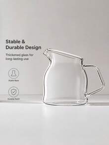 1pc Transparent Glass Coffee Pot With Handle, Anti-Scald Pointed Spout For Easy Pouring, Heat-Resistant Thickened Glass Sauce Cup, Suitable For Breakfast, Western Dining, And Bar Use, Ideal For Baking Enthusiasts And Coffee Lovers. - Multicolor - View 3