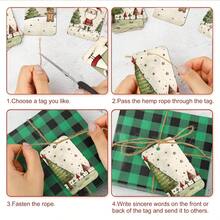 50Pcs Whimsical Folk Christmas Gift Tags, Hand‑Drawn Xmas Hanging Labels With Santa Snowman Illustrations, Pre‑Punched Paper Hang Tags With Hemp Rope For Gift Wrapping, Holiday Present, Christmas Tree Ornament, Party Favor - A - View 7