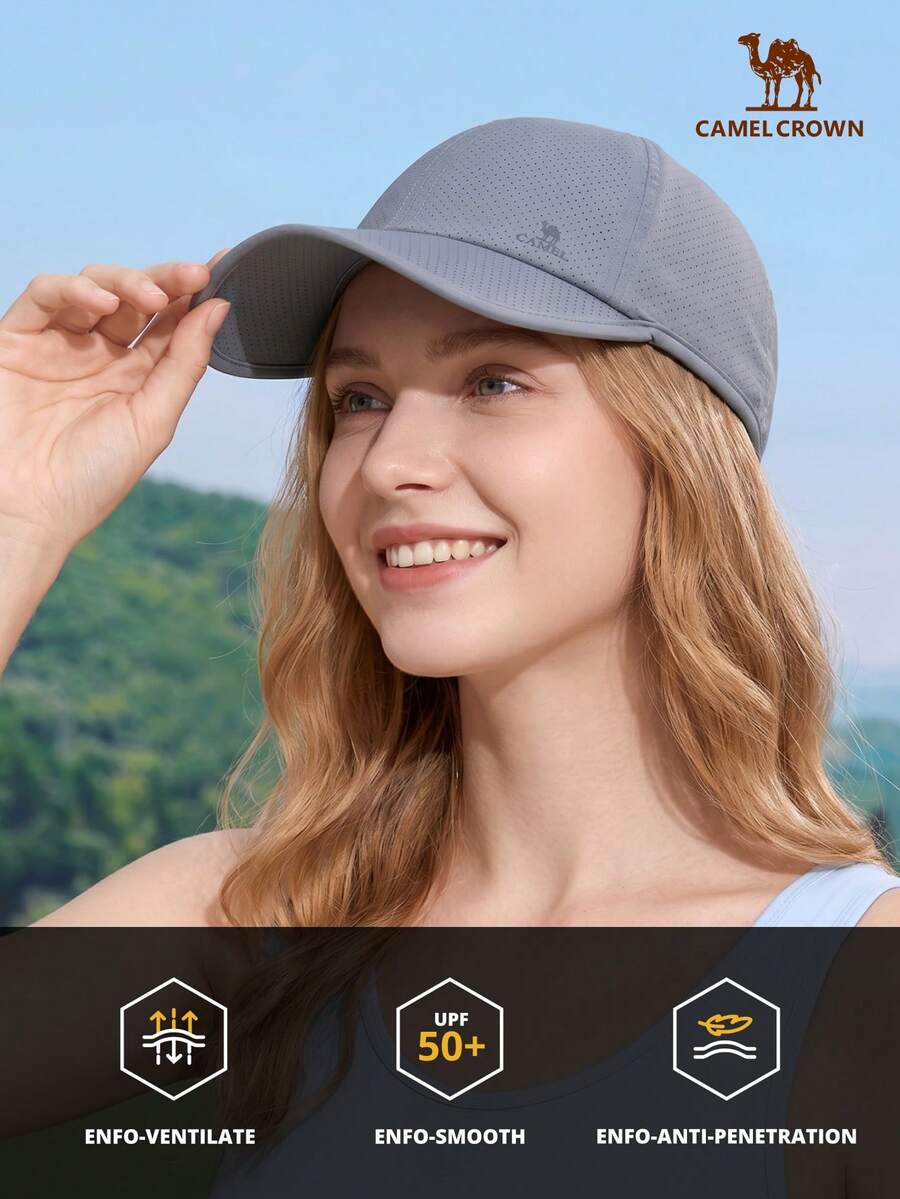 CAMEL CROWN Women & Men Baseball Cap, New Summer Sun Protection Sports Tennis Hat, Face-Slimming Visor Sun Hat - Grey - View 1
