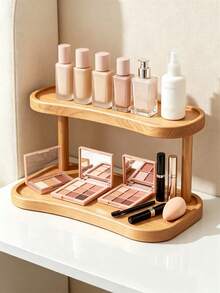 1pc 2‑TierWooden Countertop Storage Shelf, Double Layer Desktop Organizer Rack, Multifunctional Display Stand For Coffee Station, Mugs, Cosmetics, Kitchen Bathroom Vanity Home Decor - Multicolor - View 9