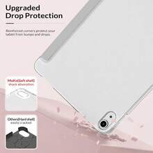 3-Fold Vertical Tablet Protective Case, Gray Transparent Soft TPU Back Shell, Auto Wake/Sleep Cover With Pen Slot, Compatible With IPad 10th Gen A16, 7/8/9th Gen 10.2", Air 11", Mini 6/7, Pro 11 2022, Air 4/5/6/7/8, 2025 New Tablet, Anti-Drop Drawing Office Protective Case - Grey - View 3